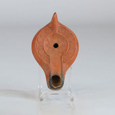 Paleo Christian terracotta oil lamp. 5th to 6th century AD Tunisia El Djem