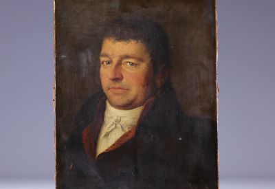 Portrait d'ancêtre, huile sur toile vers 1800