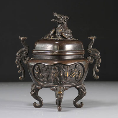 Brûle parfum en bronze à décor de dragon