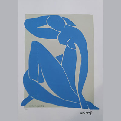 Henri Matisse (d'après) - Nu Bleu Sérigraphie en couleurs sur papier BFK Rives.