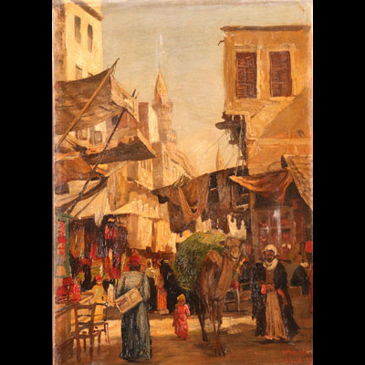 Georg MACCO (Aix la Chapelle 1863 - Genoa 1933) orientalist street scene