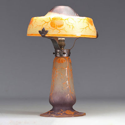 The French glass acid-etched lamp with stylized decoration