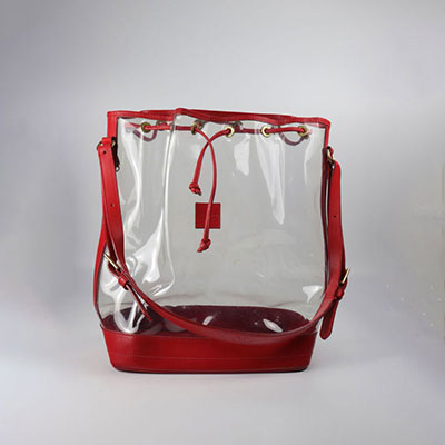LOUIS VUITTON, women's shoulder bag, Plexi Glass model and red leather.