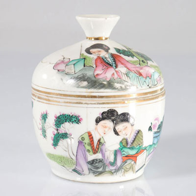 China artist's covered bowl decorated with young women