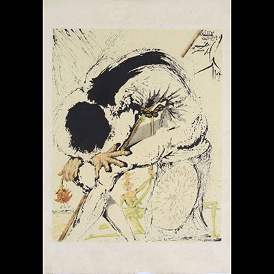 Salvador Dali «Don Quichotte accablé» 1956-1957 Lithographie sur papier vélin d’Arches  Signé «Dali»