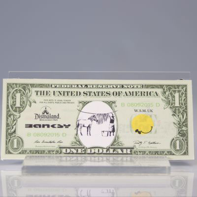 Banksy (d'après) - Toile en dollars du parc à thème 