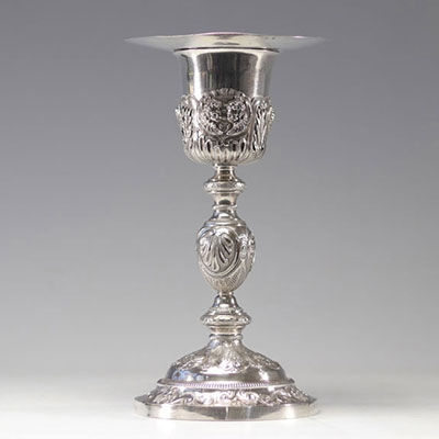 Chalice and paten in solid silver with Minerve hallmark and Dejean goldsmith of the 19th century