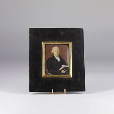 Miniature sur ivoire portrait de notable début 19ème