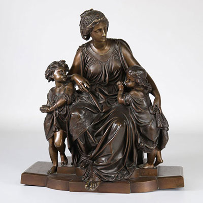Mother and children in bronze signed Albert-Ernest Carrier de Belleuse dit Carrier-Belleuse (1824-1887) - workshop A.Rodin