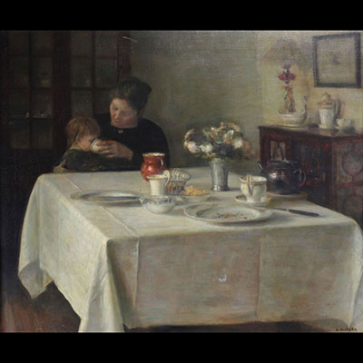 Carl Vilhelm HOLSOE (1863-1935) Huile sur toile 