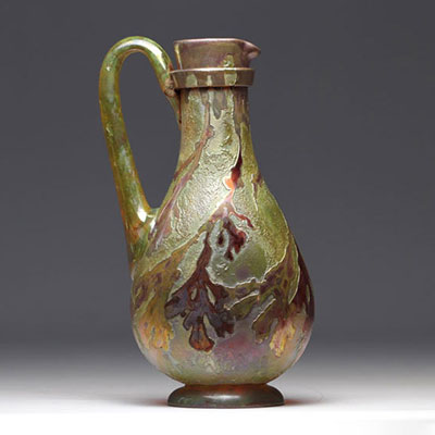 Amédée de CARANZA (1840-1912) acid-etched jug with floral decoration