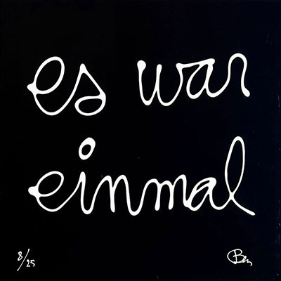 Ben Vautier. “Es War Einmal” (Once upon a time). 2019. Bas relief in black and white plexiglass. Signed 