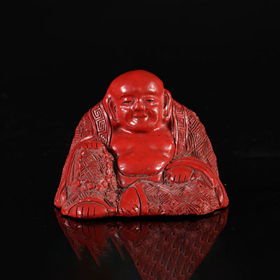 Chine bouddha en laque rouge époque Qing 