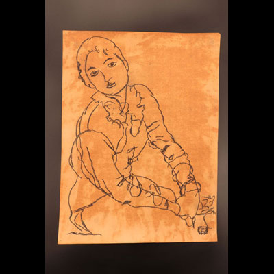 Original drawing in fatty chalk - 650mm by 490mm EGON SCHEILE (1890 - 1918)