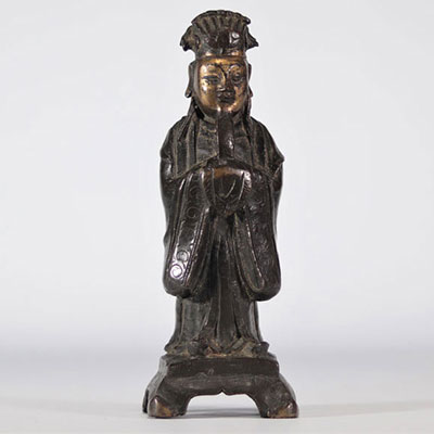 Partially gilded bronze in the form of a small guardian from Ming period (明朝)