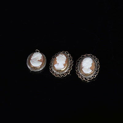France Lot of 3 antique cameos 1900