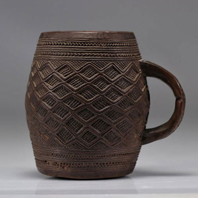Old Kuba bowl with geometrical motifs, Rep Dem Congo