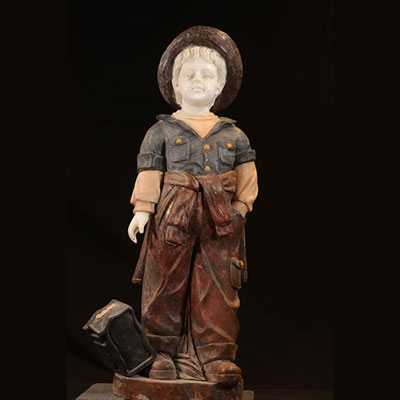 Large marble sculpture young boy