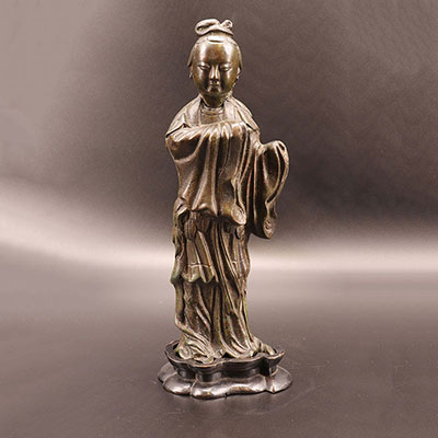 Chine - jeune femme en bronze période Qing