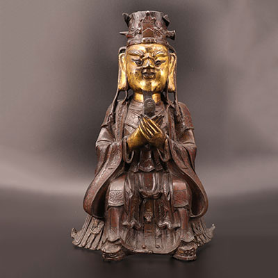 Chine - Important Bouddha en bronze époque Ming