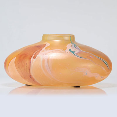 Jean-Noël BOUILLET (20th century) imposing églomisé glass vase signed and reference unique piece