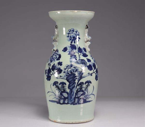 Vase en porcelaine céladon à décor de coq XIXème