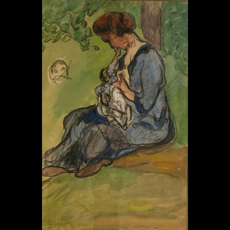 Jean PESKÉ (1870-1949) Drawing-Watercolor Pastel / paper 