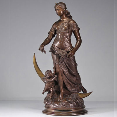 Charles Blanc 'La fée aux fleurs', 1896 grand bronze à patine brune
