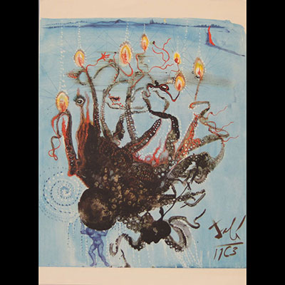 Salvador Dali. Original Christmas card created for Hoechst Hibérica S.A from 1963. Signed in the plate 