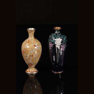 lot of 2 enamelled vases - japan - 1900