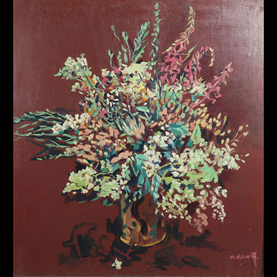 Marie HOWET (1897-1984) Grande huile"bouquet de fleurs"