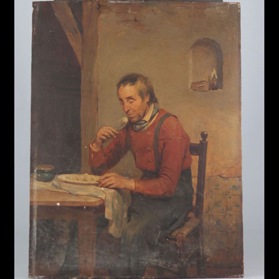 Charles Augustin WAUTERS (1811-1869) Huile sur panneau 