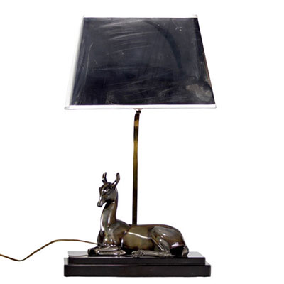 Art Deco reclining deer lamp from Belgium 1980