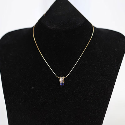 18k Gold Necklace with Sapphire and Diamond Pendant