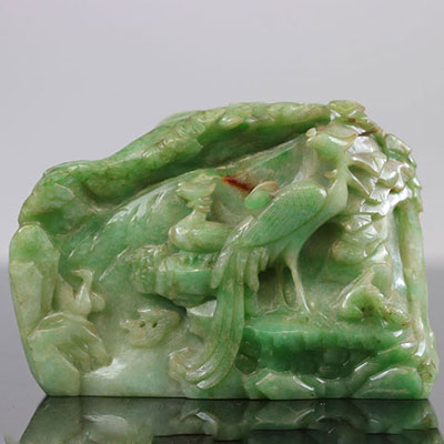 Chine, Rocher en Jade décor de fénix, Chine 19ème