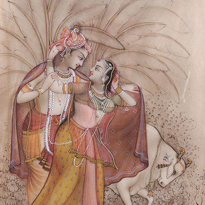 印度 - 浪漫画作（一对） - 象牙图