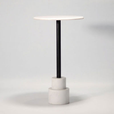 Studio Memphis side table in Carrara marble in the Ettore Sottsass style