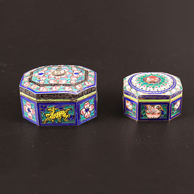 印度 - 两件瓷釉银盒（一组） 勒克瑙和拉贾斯坦邦 19世纪