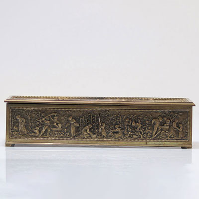 bronze box decorated with characters