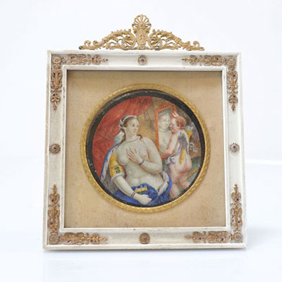 Peinture miniature sur vélin XVII/XVIIIème
