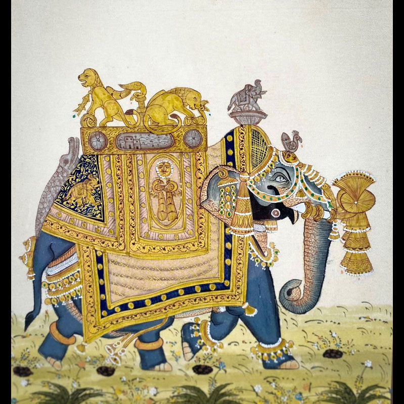 Inde peinture sur papier représentant un éléphant sacré vers 1900