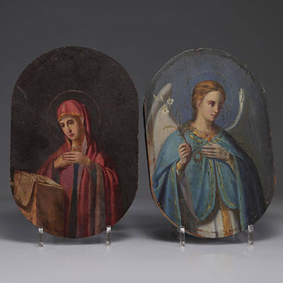 Objects of religious worship painted on 18th century wood