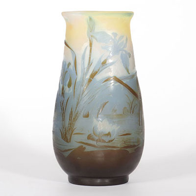 Emile Gallé vase with aquatic decoration