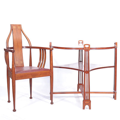 Austria - Table + 4 mahogany chairs - 1900