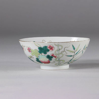 Porcelain bowl with balsam flowers, China Xuantong mark and period.