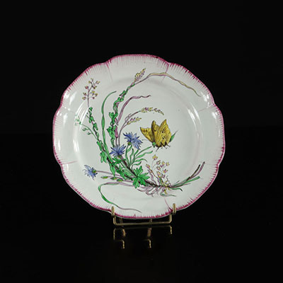 Lille France Butterfly plate. Lobed and combed edge. 19th -