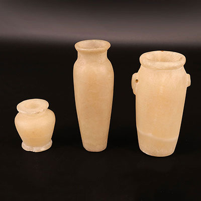 Egypte - Lot de 3 vases en albâtre -  époque Moyen empire
