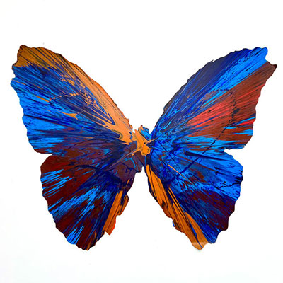 Damien Hirst. 2009. Papillon. Spin Painting, acrylique sur papier. Cachet de la signature « Hirst » au dos. Cachet « HIRST » embossé.