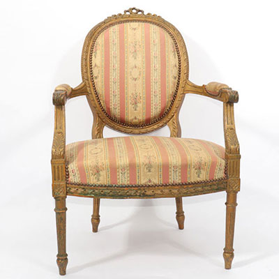 Louis XVI period armchair in carved wood 18th
