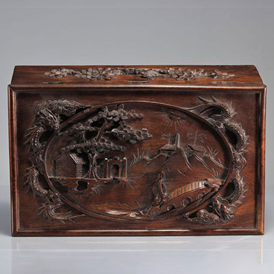 Coffret en bois sculpté chine vers 1900